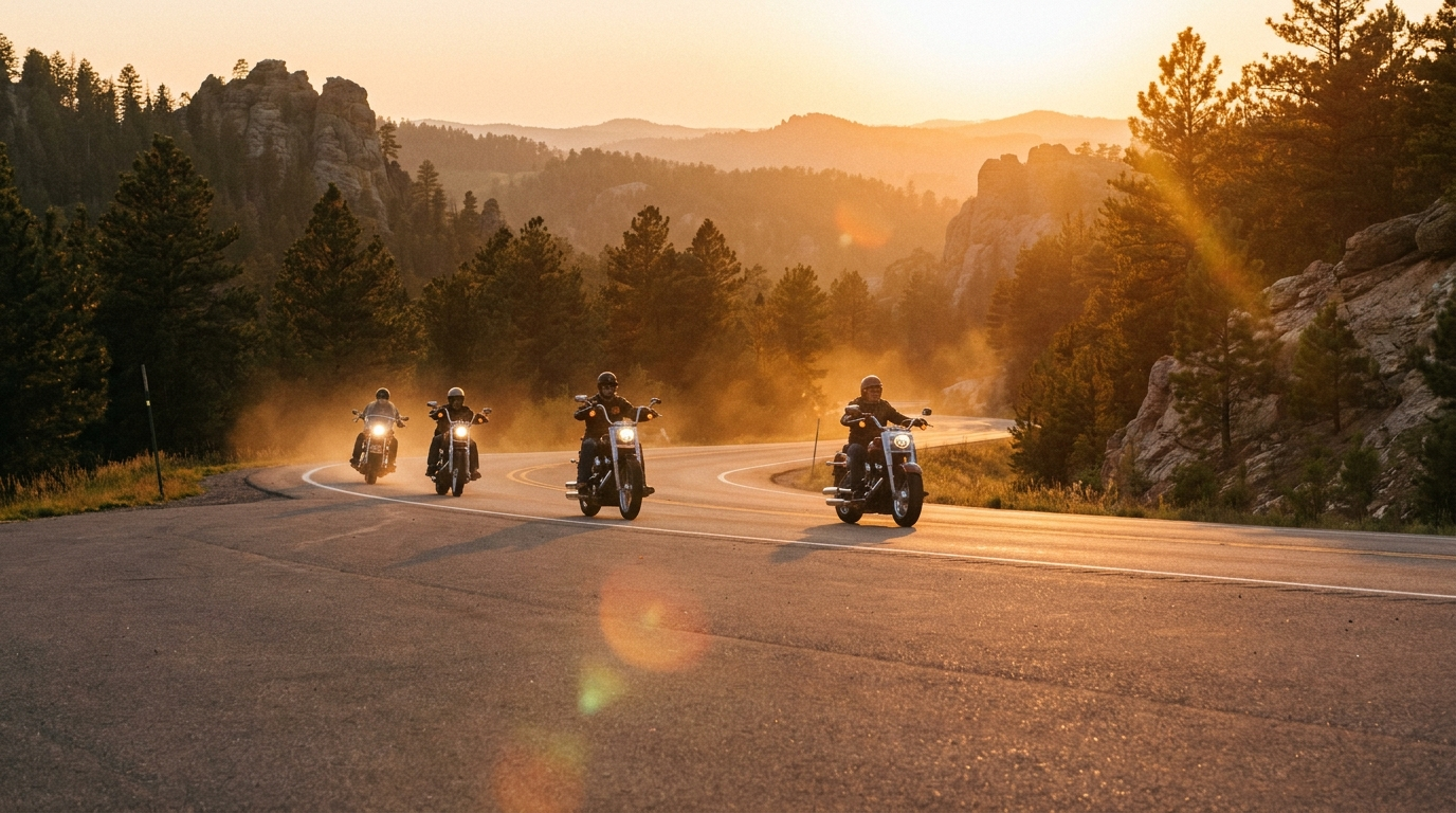 Riders heading into the Black Hills for the Sturgis 2026 motorcycle rally