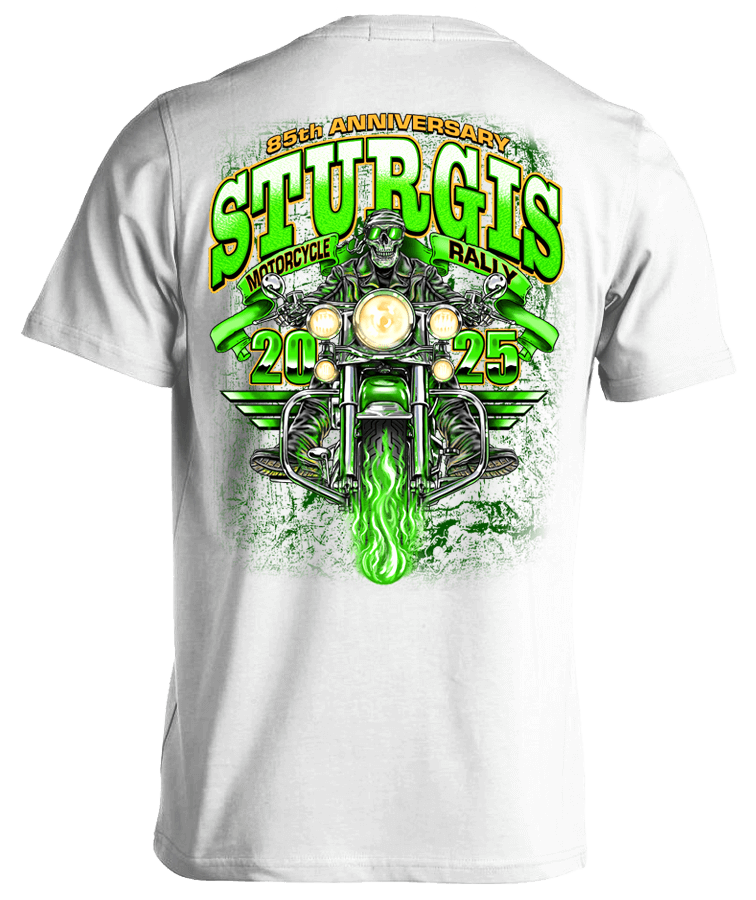 2025 Sturgis Motorcycle Rally Green Skeleton Rider - 85th Anniversary