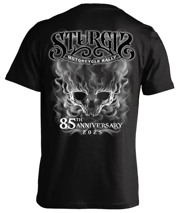 2025 Sturgis Motorcycle Rally Smokey Skull T-shirt - 85th Anniversary