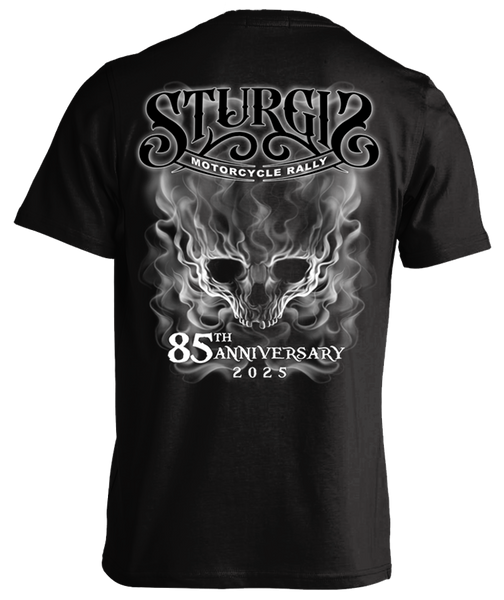 2025 Sturgis Motorcycle Rally Smokey Skull T-shirt - 85th Anniversary