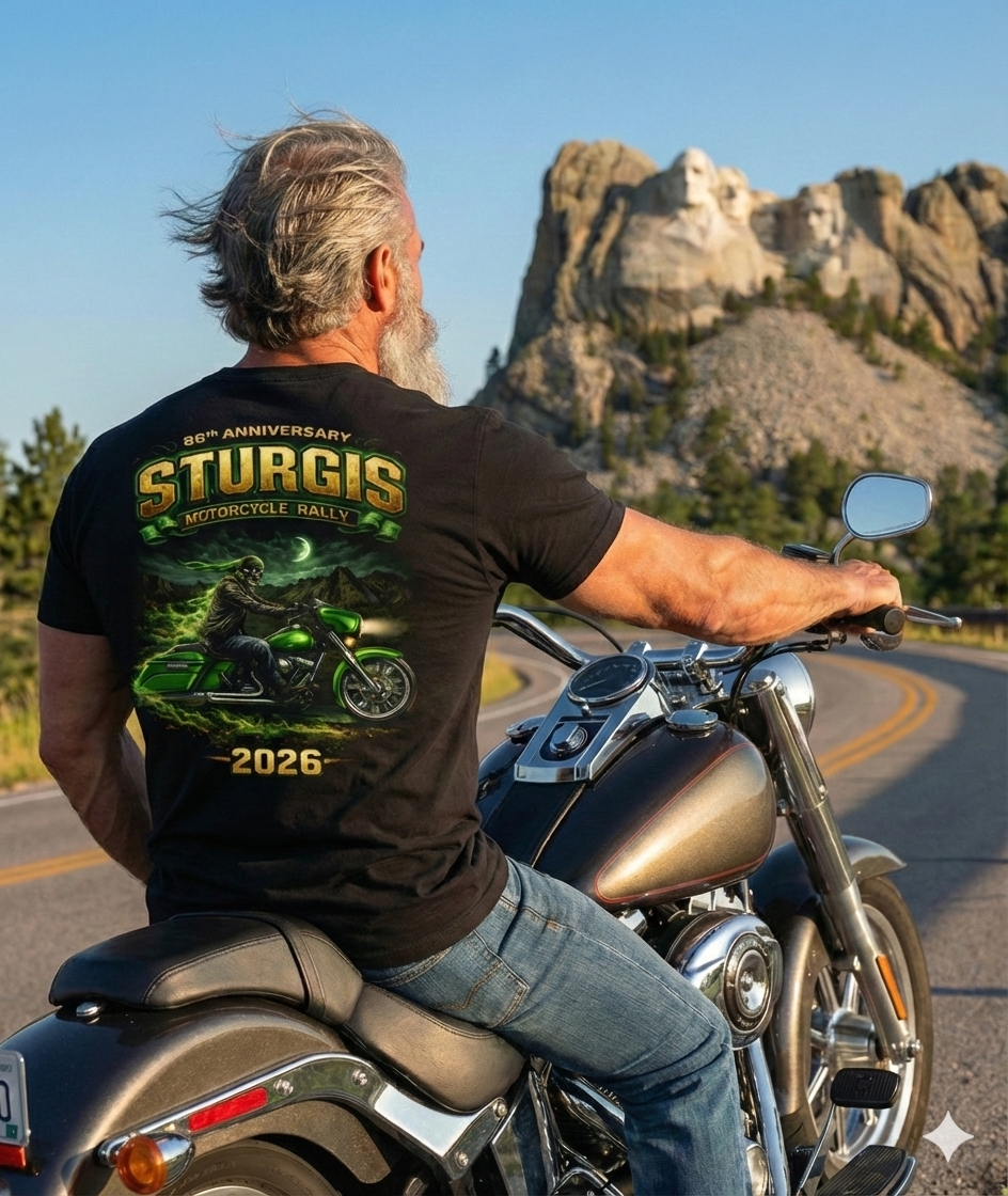 2026 Sturgis Motorcycle Rally Green Skeleton Rider - 86th Anniversary