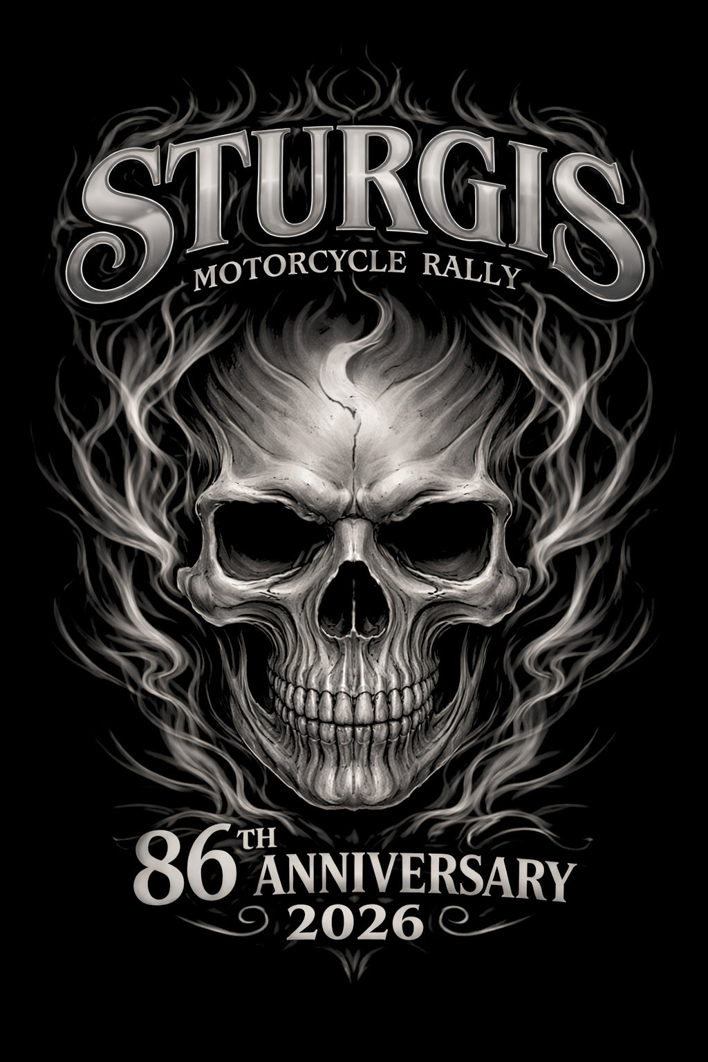 2026 Sturgis Motorcycle Rally Smokey Skull T-shirt - 86th Anniversary
