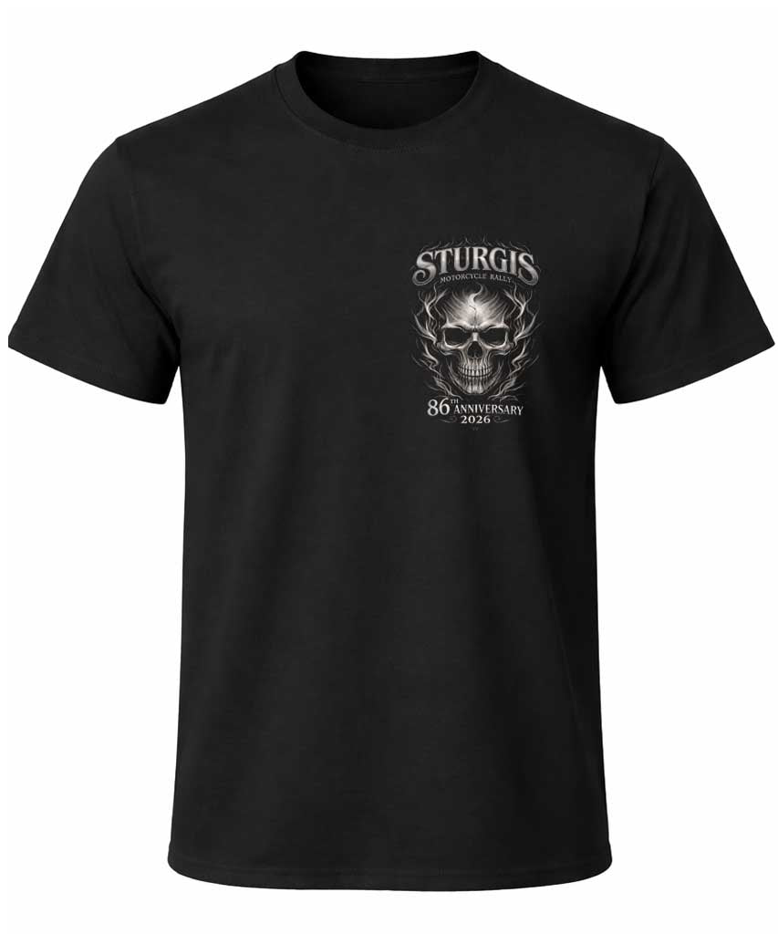 2026 Sturgis Motorcycle Rally Smokey Skull T-shirt - 86th Anniversary