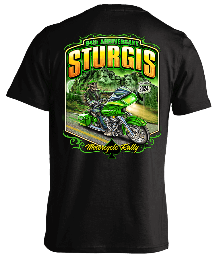 2024 Sturgis Motorcycle Rally Green Skeleton Rider - 84th Anniversary