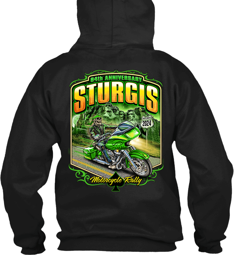 2024 Sturgis Motorcycle Rally Green Skeleton Rider - 84th Anniversary
