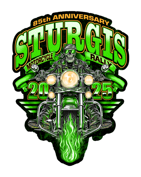 2025 Sturgis Rally Green Skeleton Rider Decals