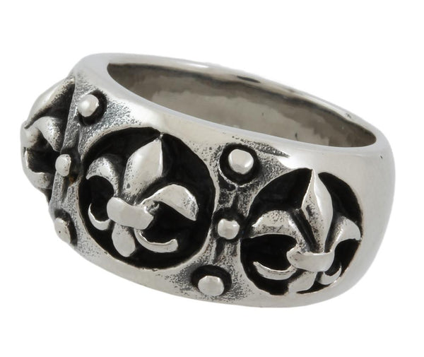 Stainless Steel Triple Fleur De Lis Ring