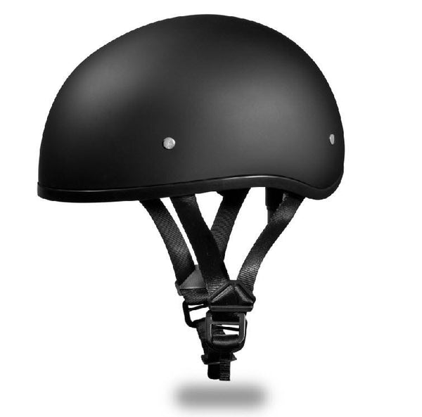 D.O.T. DAYTONA SKULL CAP W/O VISOR - DULL BLACK 1/2 SHELL HELMET