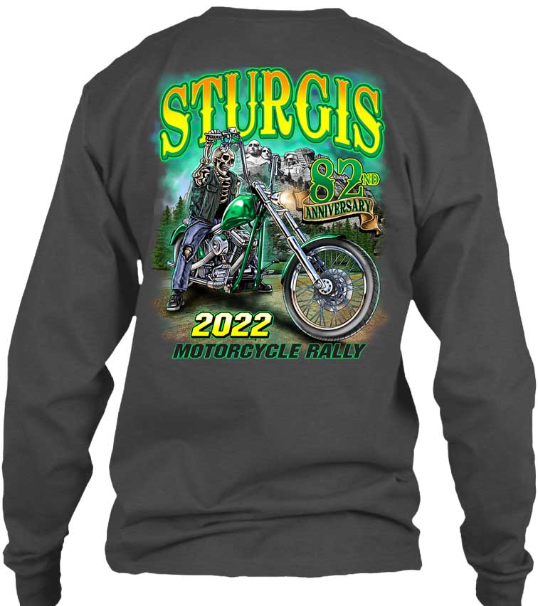 2022 Sturgis Motorcycle Rally Green Skeleton Rider 82nd Anniversary