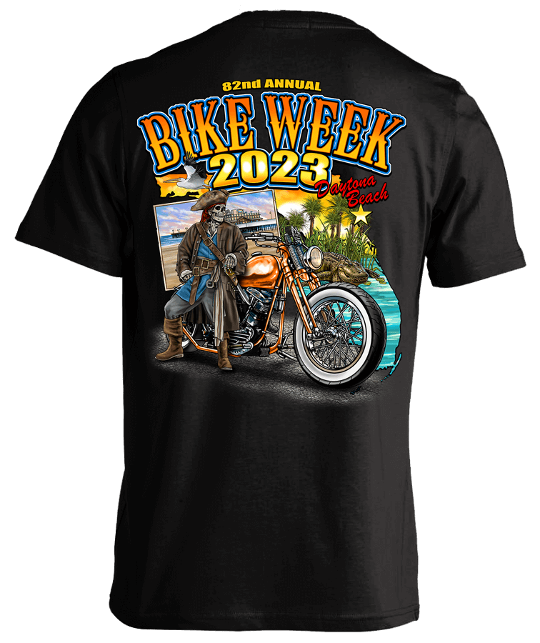 BIKE WEEK 2023 Tシャツ 黒 2023 Daytona Bike Week Pirate Rider - 82nd Anniversary