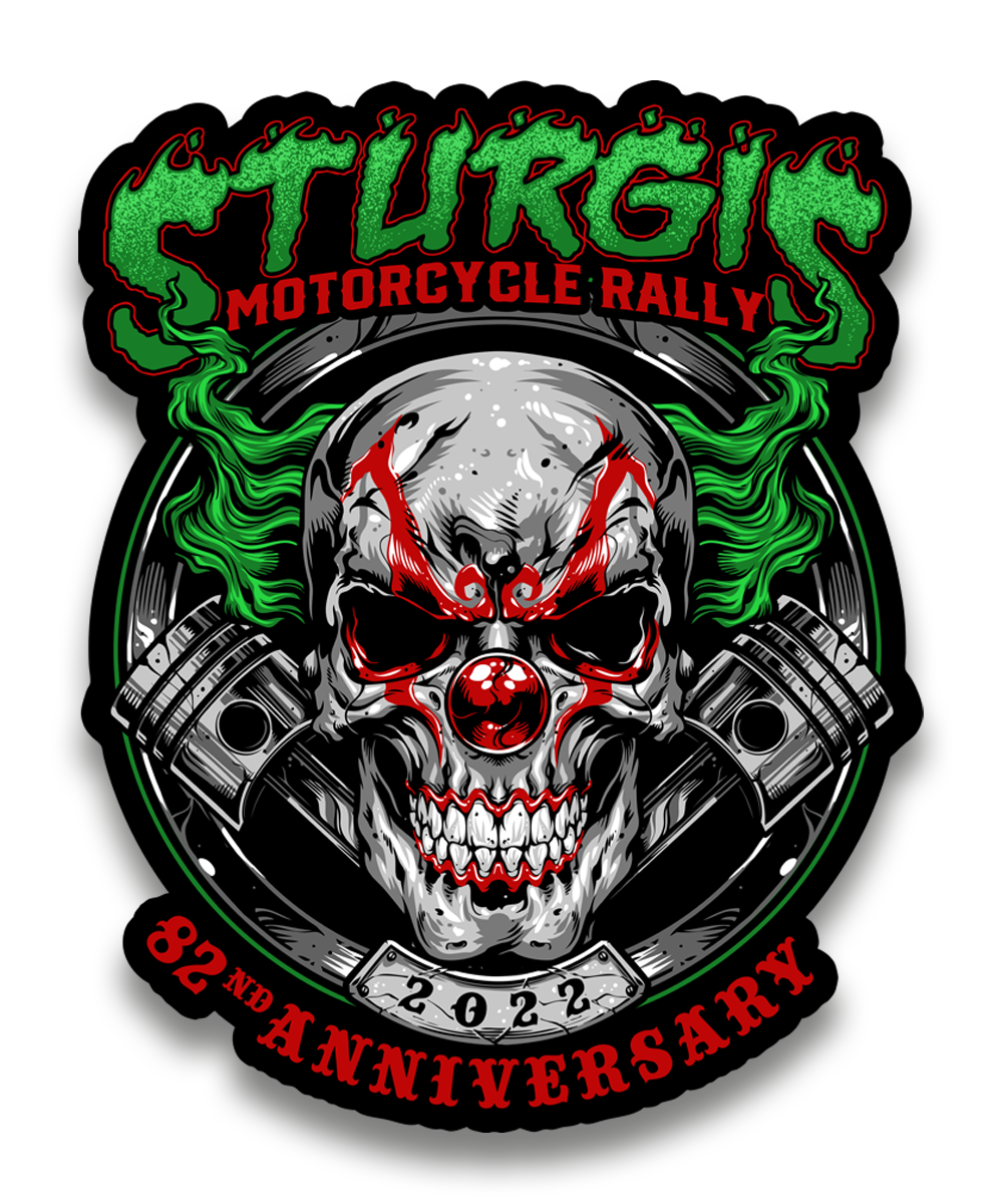 2022 Sturgis Rally Green Skull Clown 82nd Anniversary Decal