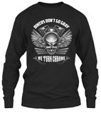 T-shirt - Bikers Don't Go Gray We Turn Chrome - Skull & Wings (Front Print)