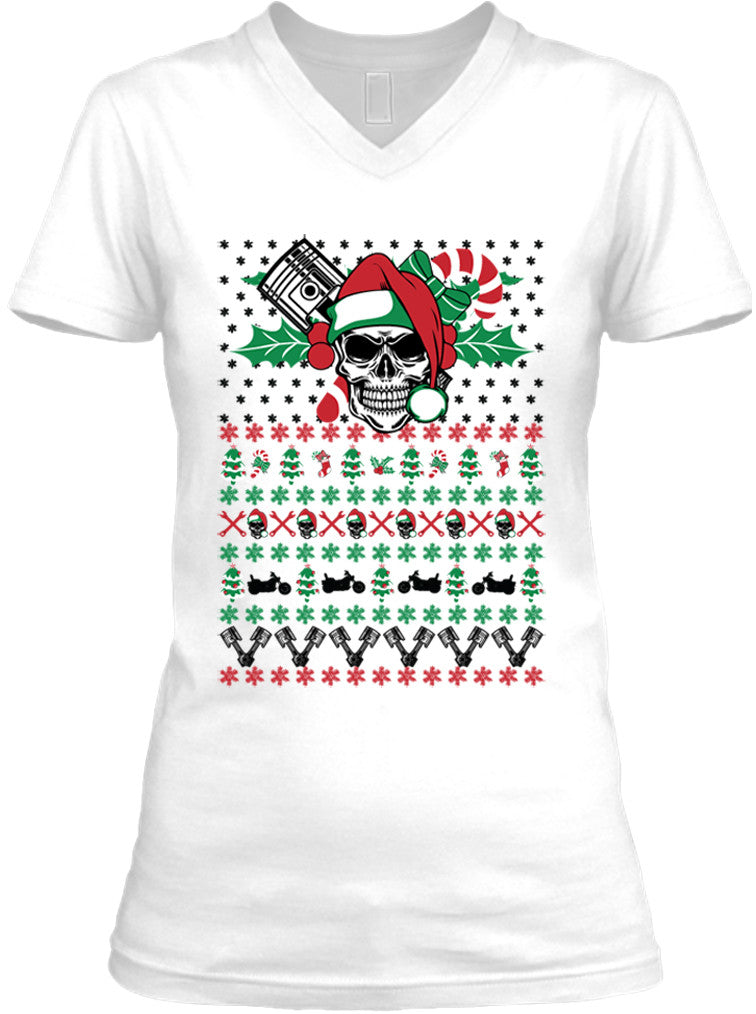 Ugly Christmas Skull Motorcycle (Ladies)