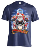 Biker Santa's Motorcycle Ugly Christmas T-shirt (Front Print)