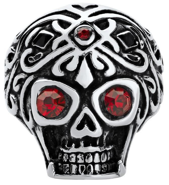 Stainless Steel Red CZ Eyed Royal Tribe Ring