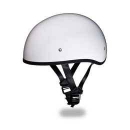 D.O.T. DAYTONA SKULL CAP W/O VISOR- HI GLOSS WHITE 1/2 SHELL HELMET