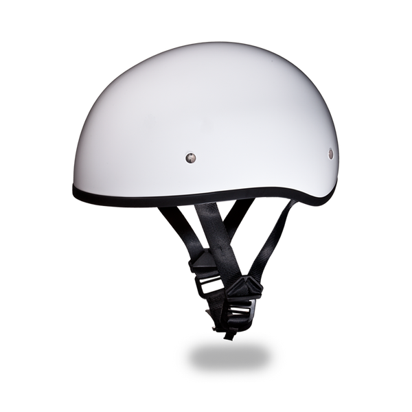 D.O.T. DAYTONA SKULL CAP W/O VISOR- HI GLOSS WHITE 1/2 SHELL HELMET