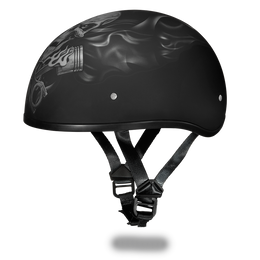 D.O.T. DAYTONA SKULL CAP- W/ PISTONS SKULL 1/2 SHELL HELMET