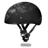 D.O.T. DAYTONA SKULL CAP- W/ PISTONS SKULL 1/2 SHELL HELMET