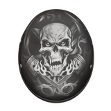 D.O.T. DAYTONA SKULL CAP- W/ PISTONS SKULL 1/2 SHELL HELMET