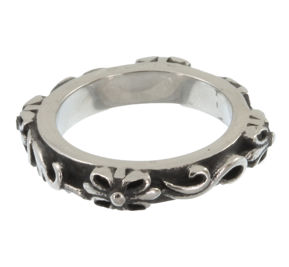 Stainless Steel Vintage-Style Floral Ring