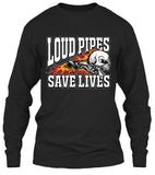 T-shirt - Loud Pipes Save Lives Screaming Skull