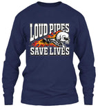 T-shirt - Loud Pipes Save Lives Screaming Skull