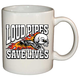 Coffee Mug - Loud Pipes Save Lives Screaming Skull Mug