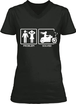 T-shirt - Problem Solved By Motorcycle (Ladies)