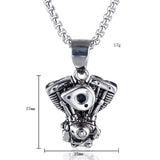 Stainless Steel V-Twin Engine Pendant and Chain