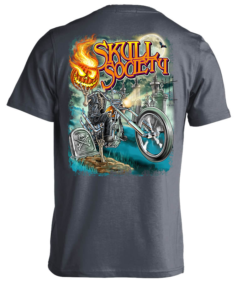 Pumpkin Head Halloween T-shirt (Back Print)