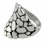 316L Stainless Steel Pebble Stone Saddle Plate Cast Ring