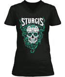 Sturgis Rally Teal Roses Sugar Skull (Ladies)