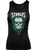 Sturgis Rally Teal Roses Sugar Skull (Ladies)