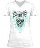 Sturgis Rally Teal Roses Sugar Skull (Ladies)