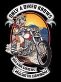 T-shirt - Only A Biker Knows Why A Dog Sticks His Head Out (Front Print)