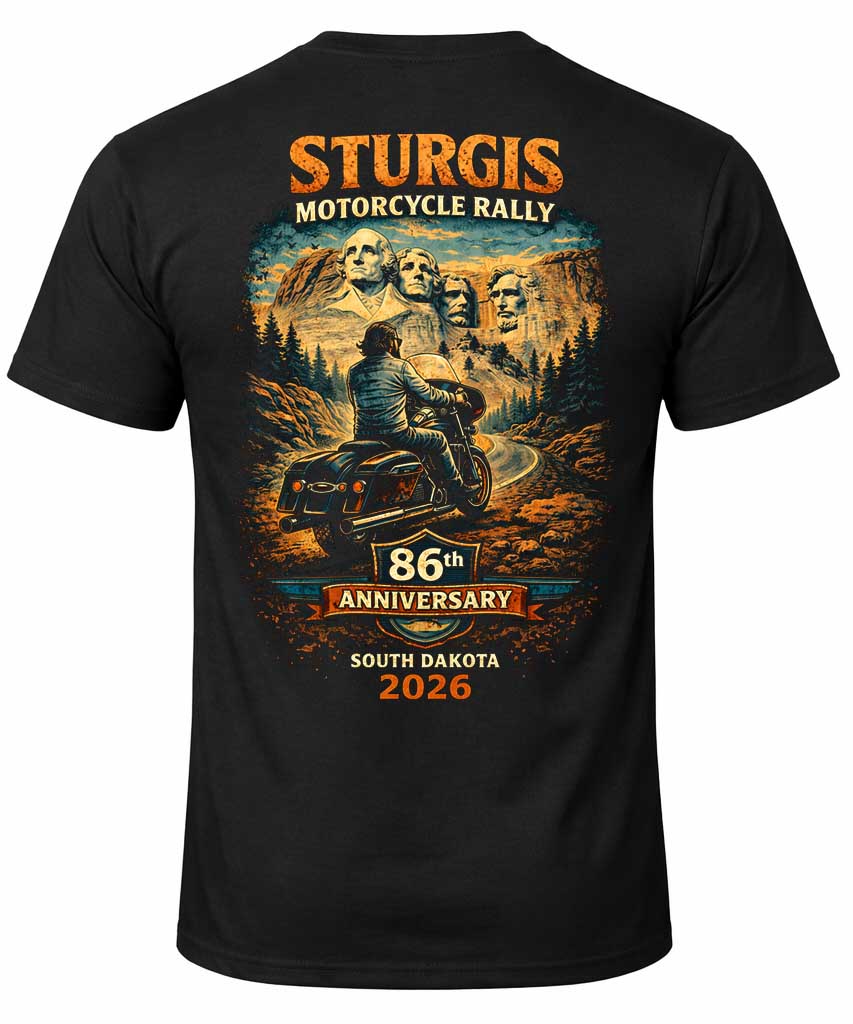 2026 Sturgis Motorcycle Rally Black Hills Gold 86th Anniversary t-shirt from Skull Society