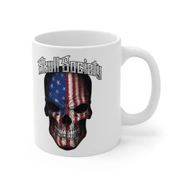 Skull Society Stars & Stripes Ceramic Mug - White - 11oz