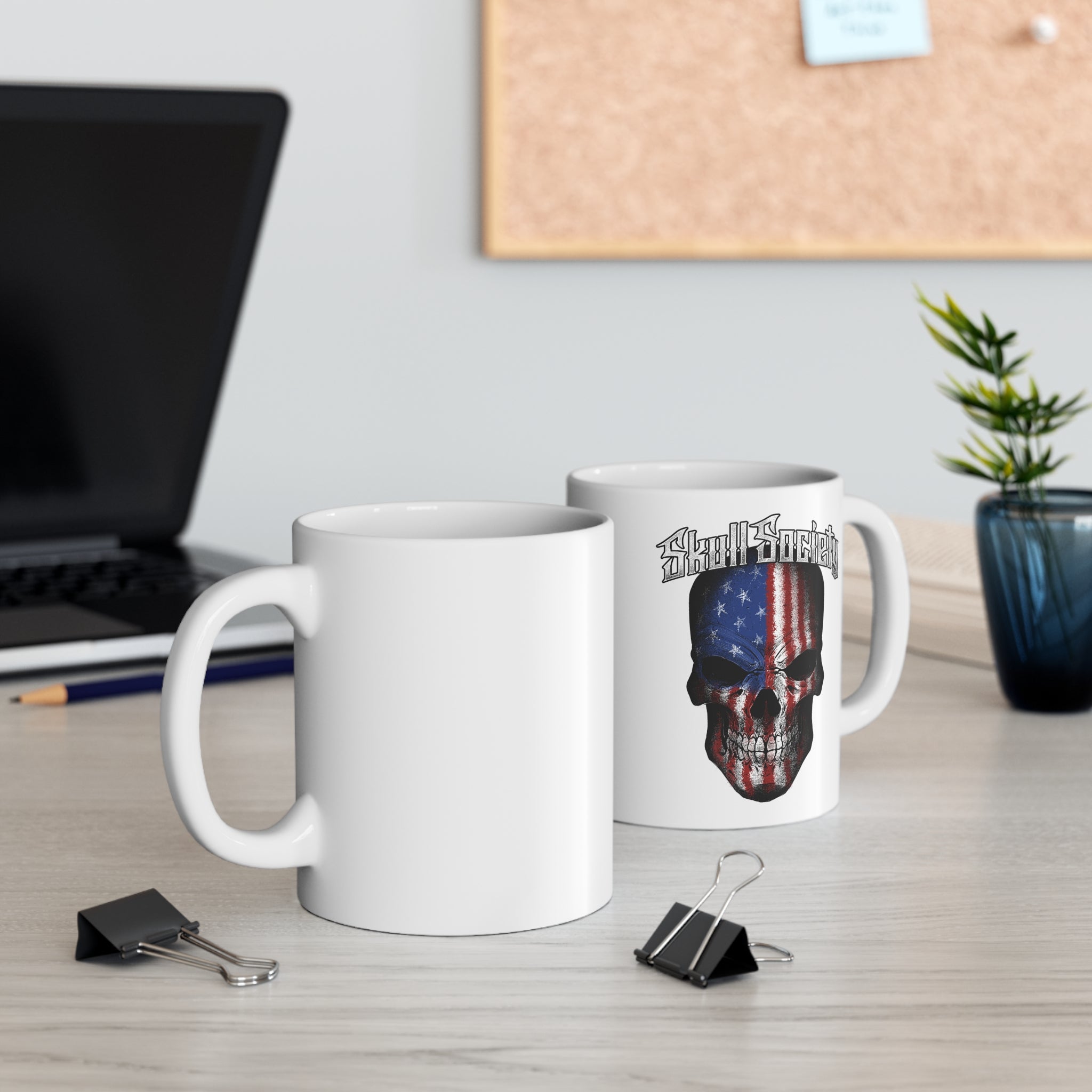 Skull Society Stars & Stripes Ceramic Mug - White - 11oz
