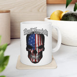 Skull Society Stars & Stripes Ceramic Mug - White - 11oz