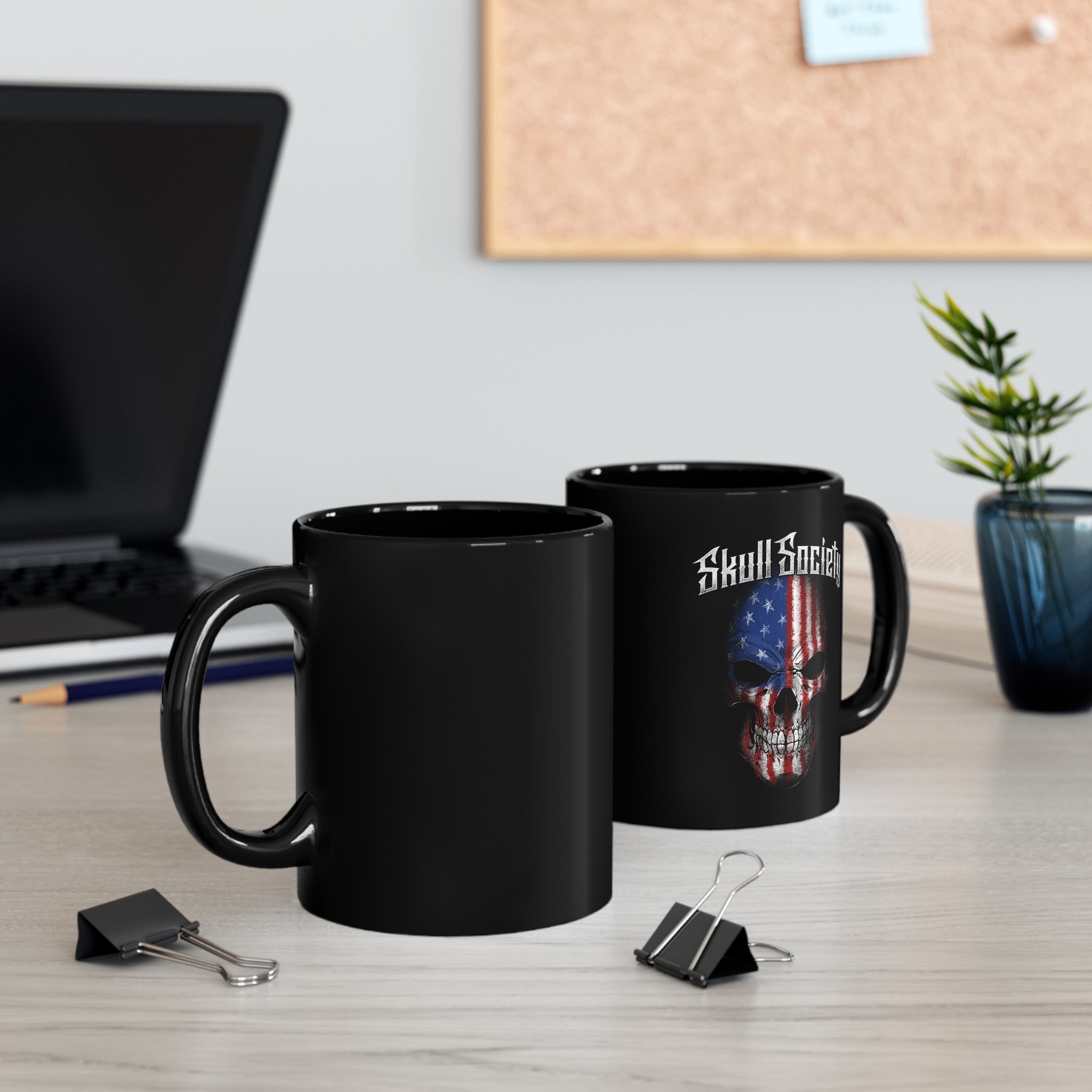 Skull Society Stars & Stripes Ceramic Mug - Black - 11oz