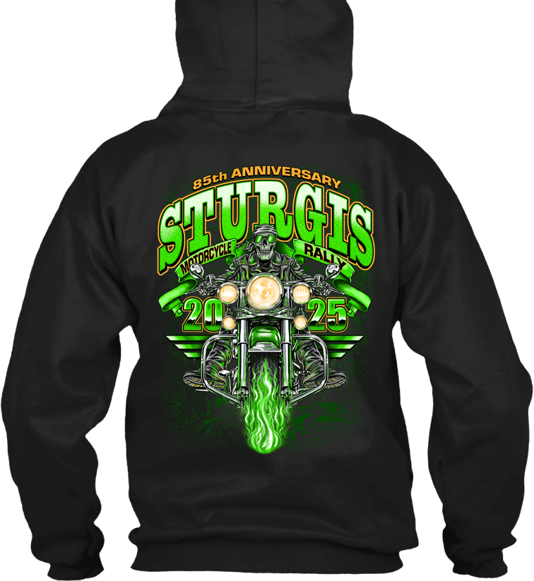 2025 Sturgis Motorcycle Rally Green Skeleton Rider - 85th Anniversary