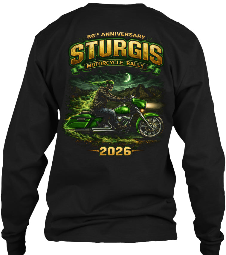 2026 Sturgis Motorcycle Rally Green Skeleton Rider - 86th Anniversary