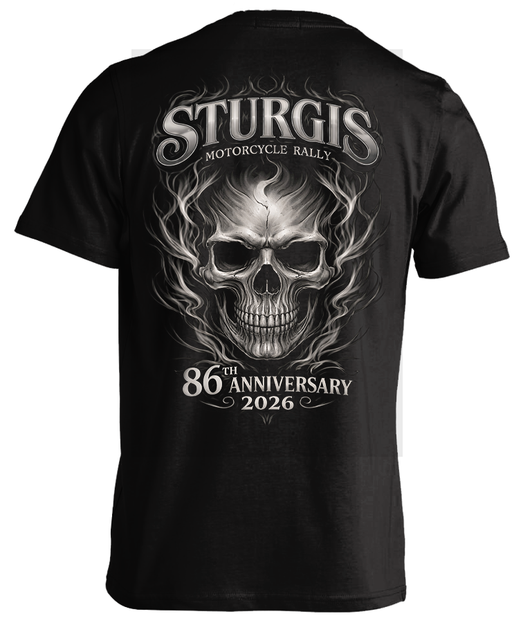 2026 Sturgis Motorcycle Rally Smokey Skull T-shirt - 86th Anniversary