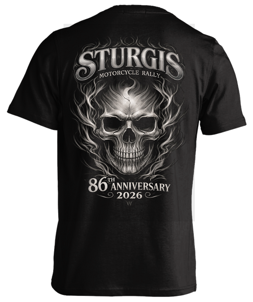 2026 Sturgis Motorcycle Rally Smokey Skull T-shirt - 86th Anniversary