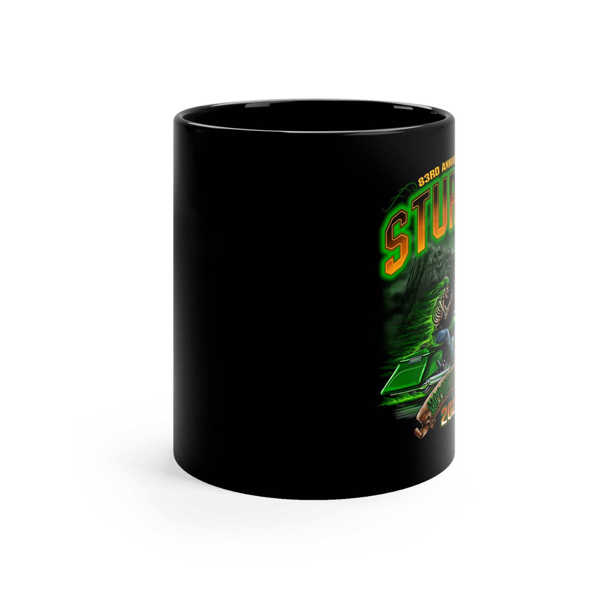2023 Sturgis Motorcycle Rally Green Skeleton Black Ceramic Mug -  11oz