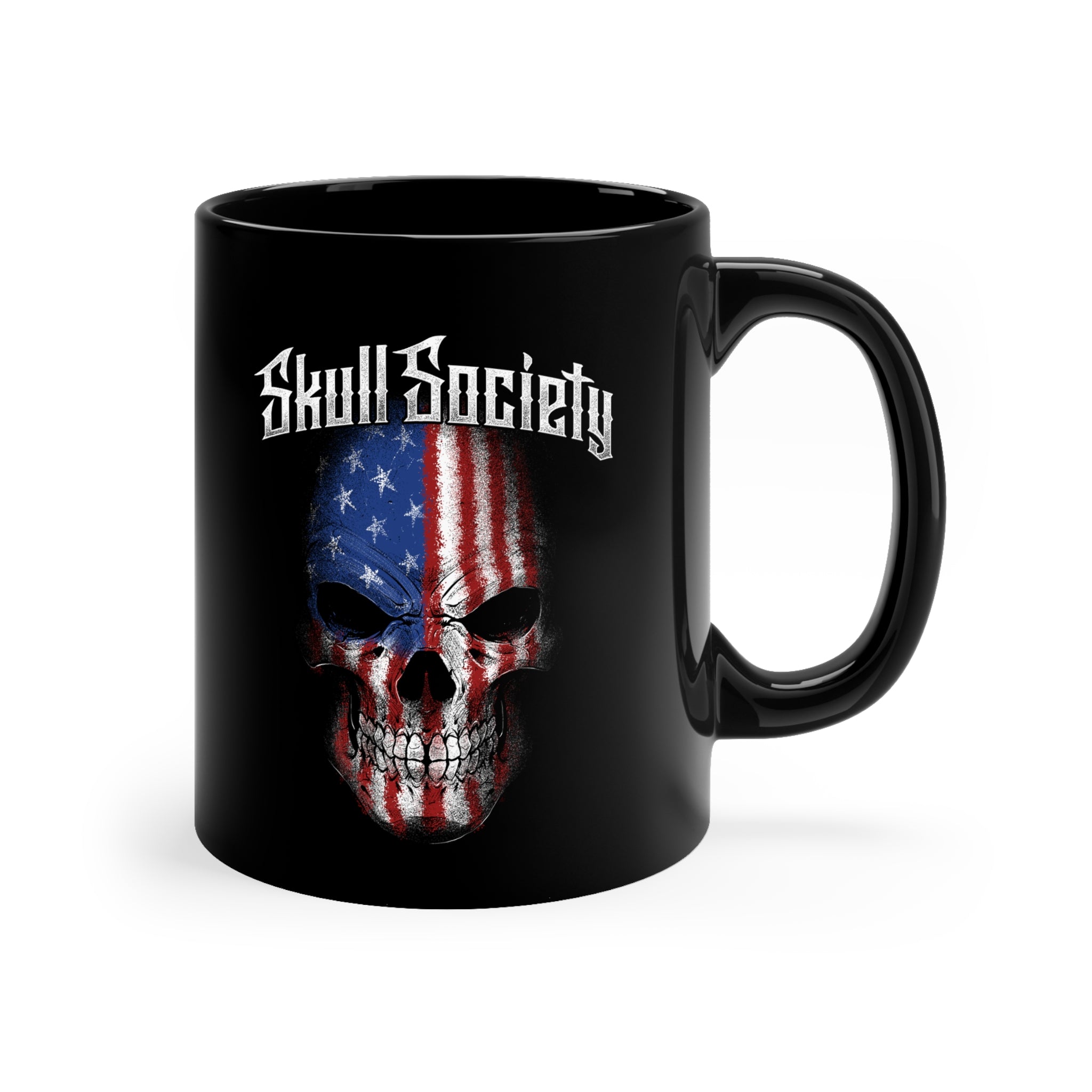 Skull Society Stars & Stripes Ceramic Mug - Black - 11oz