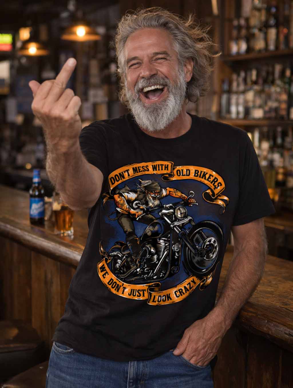 Don't Mess With Old Bikers We Don't Just Look Crazy (Front Print)