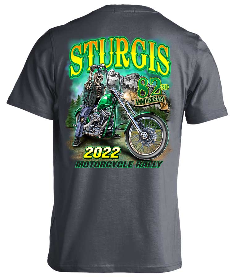 2022 Sturgis Motorcycle Rally Green Skeleton Rider 82nd Anniversary