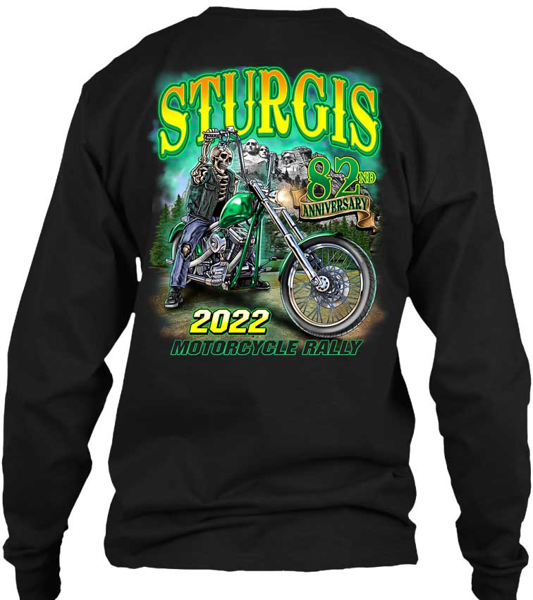2022 Sturgis Motorcycle Rally Green Skeleton Rider 82nd Anniversary